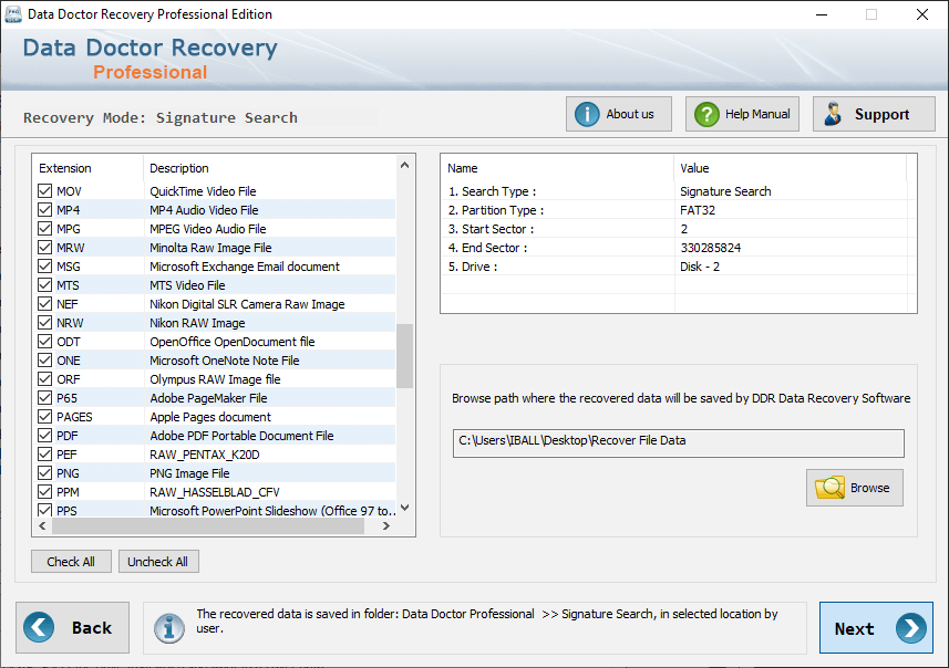 Searching Process Recovered Data Pah File