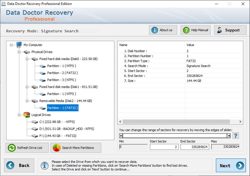 Select Drive Left panel option